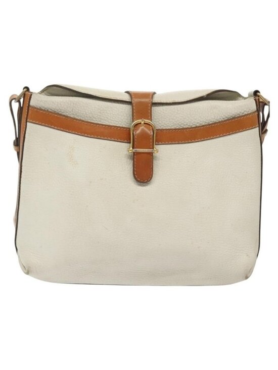 Authentic CELINE Shoulder Bag Leather White Silver - Picture 5 of 16